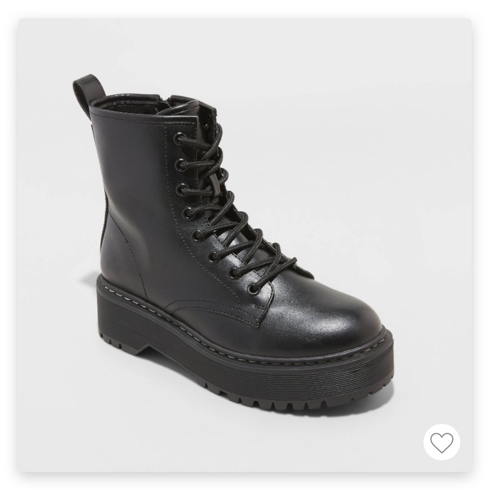 NWT Women's Erin Combat Boots - A New Day - Black Size 8